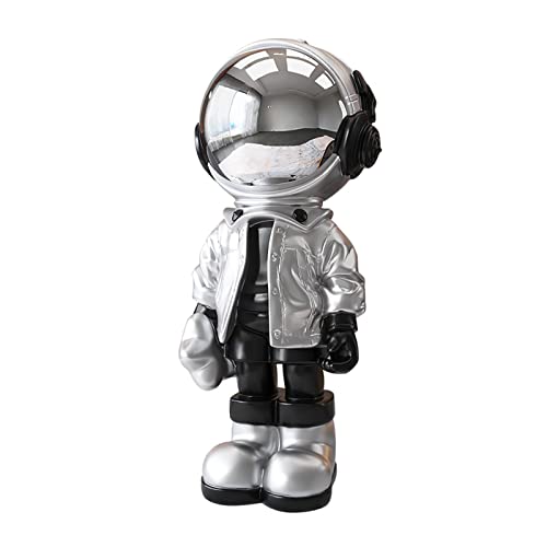 Vinbcorw Astronaut Figurine Statue,Astronaut Planet Statuen Figur Ornament, Desktop Decor Home Decor Restaurant Schreibtisch Büro Wohnzimmer Tischdeko Silvester Deko,Silber von Vinbcorw