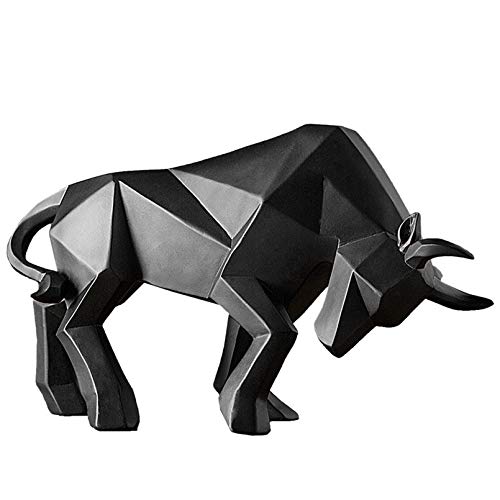 Vinbcorw Bulls-Skulptur, Bull-Statue, Kunstharz, Heimdekoration, Börsenmarkt, Glücksstatuen, abstrakte Figur, Business-Geschenk, Heimdekoration, modernes ZubehörSchwarz von Vinbcorw