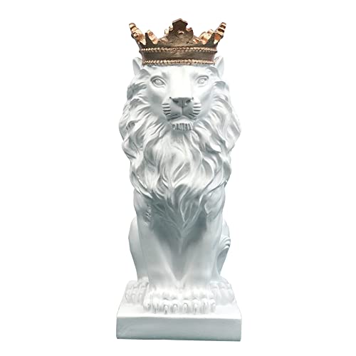 Vinbcorw Modern Wohndekoration Crown Lion Skulptur,LöWe Statue,Kunstharz Skulpturen,Handarbeit,Wohnzimmer Desktop Display Statue,Rot, Weiß, Schwarz, Gold, Silber 9.4x6.5x18cm,A2 von Vinbcorw