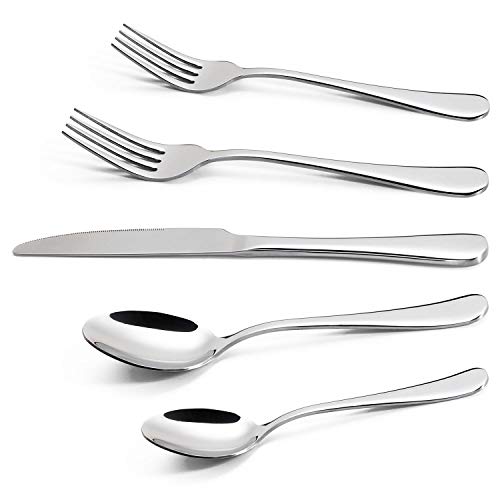 Vinsani 20-Piece Stainless Steel Cutlery Silverware Flatware Home Use Tableware Dinnerware Set Knife Fork Spoon Dessert Spoon, Service for 4 von Vinsani