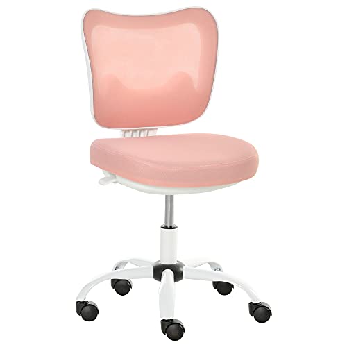 Vinsetto Bürostuhl Drehstuhl Bürosessel ohne Armlehnen Höhenverstellbar Schaumstoff ABS Metall Weiß+Rosa 46 x 51 x 78-87,5 cm von Vinsetto