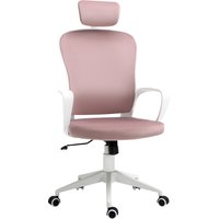 Vinsetto Drehstuhl  Bürostuhl, Chefsessel, ergonomisch, höhenverstellbar, Wippfunktion, Armlehne, Kopfstütze, Rosa, 63x64x118-128cm  Aosom.de von Vinsetto