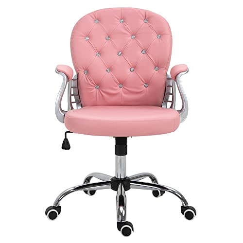 Vinsetto Ergonomischer Bürostuhl, Chefsessel, Gepolsterte Rückenlehne, Rosa, PU, 59,5 x 60,5 95-105 cm von Vinsetto