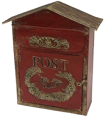 Vintage Home Nostalgischer Briefkasten DIFFESO Rot H40cm Zeitungskasten Briefbox Antik im französischen Stil von Vintage Home