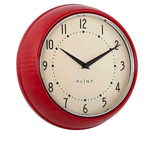 Vintage Home Plint Retro Wanduhr Uhr Küchenuhr Dänisches Design Wall Clock Metall Rot von Vintage Home