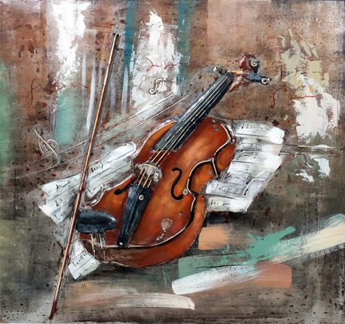 Vintage-Line Handgefertigtes Metallbild 3D-Optik Kunst Bild Wandbild (Metallbild Violine (ca. 100x100 cm)) von Vintage-Line