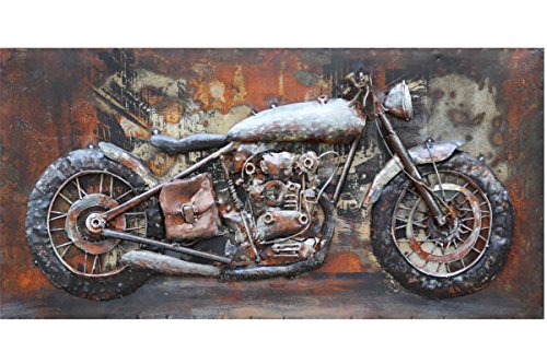 Vintage-Line Handgefertigtes Metallbild 3D-Optik Verschiedene Größen Kunst Bild Wandbild (Metallbild Motorcycle (ca. 140x70 cm)) von Vintage-Line