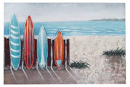 Vintage-Line Handgefertigtes Metallbild 3D-Optik Verschiedene Größen Kunst Bild Wandbild (Metallbild Surf (ca. 120x80 cm)) von Vintage-Line