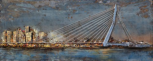 Vintage-Line Handgefertigtes Metallbild Wandbild Verschiedene Größen Kunst Bild 3D-Optik (Metallbild Skyline (ca. 150x60 cm)) von Vintage-Line