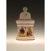 Boho Czech Alabaster Mattglas Bemalte Emaille Dose/Goblet von VintageRetroEu