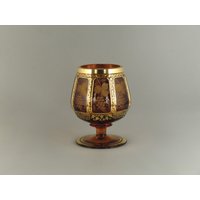Tolle Boho Czech Cabochon Panels Vergoldet Handbemalt Cognac Glas von VintageRetroEu