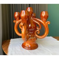 Original 5-Kerzen-Keramik-Kerzenleuchter-Kerzenhalter von VintageshopLatvia