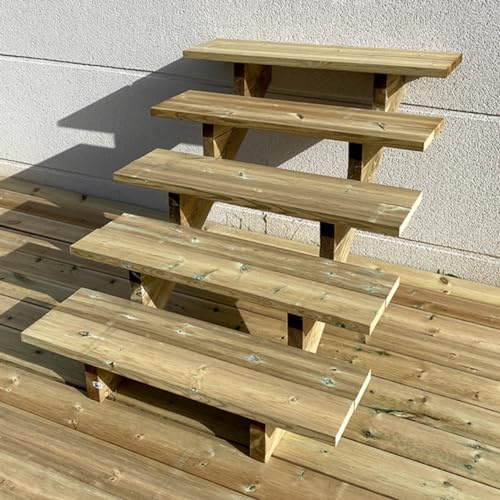Vinuovo Außentreppe Holz, 2 bis 7 Stufen, fertiges Set, Gartentreppe aus Holz, für Garten, Balkon und Terrasse (5 Stufen ohne Setzstufen, 100 cm) von Vinuovo