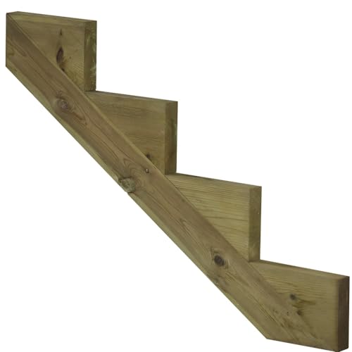 Treppenwange 4 Stufen aus imprägniertem Holz für Außentreppe - Gartentreppe - Vinuovo von Vinuovo