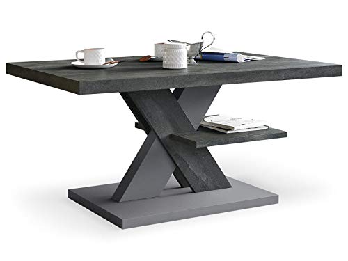 Viosimc Moderner Couchtisch für Wohnzimmer, Mitteltisch für Tee und Kaffee, Teetisch mit Ablage, Beistelltisch für Lounge, Home Office (Stahlgrau) von Viosimc