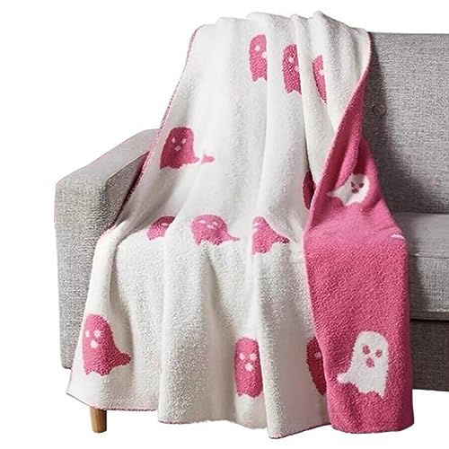 Halloween Decke Viral Pink Ghost | Flanell, wendbar, super weich, Pink und Weiß, Halloween Decke, für alle Jahreszeiten, für Schlafzimmer, Wohnzimmer, Sofa von Virtcooy