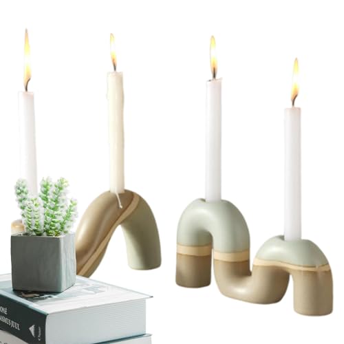 Kerzenhalter-Set aus Keramik | Dekorativer Kerzenständer, kreativer Kerzenhalter, modernes Dekor für den Esstisch, minimalistischer Kandelaber für die Inneneinrichtung von Virtcooy