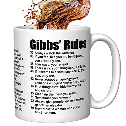 NCIS Gibbs Regeln Tasse | Neuheit NCIS Gibbs Regeln Leroy Jethro Gibbs Signature 69 Regeln Keramik Kaffeetasse für NCIS TV Liebhaber Geschenk von Virtcooy