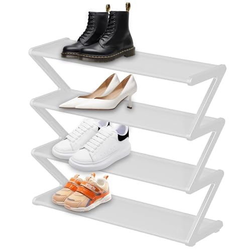 Virtcooy 4 Tiers Household Stainless Steel Shoes Rack Shelf Stand Holder Storage Organizer | 4 Tier Stainless Steel Shoe Rack Organizer,Z Shaped Shoes Organizer,4-Tiers Entrance Shoe Rack von Virtcooy