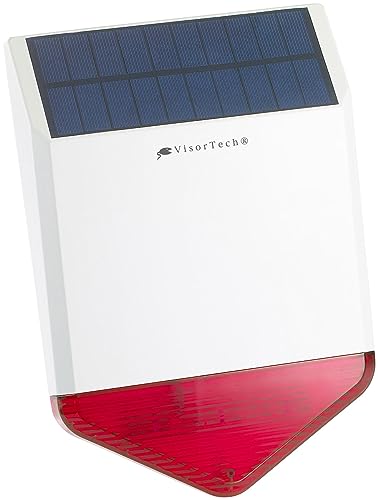VisorTech GSM Alarmanlage: Autarke Solar-Funk-Alarmanlage mit Sirene und Licht-Warnsignal, 110 dB (Aussensirene, Alarmanlage Außensirene, Überwachungskamera Set) von VisorTech