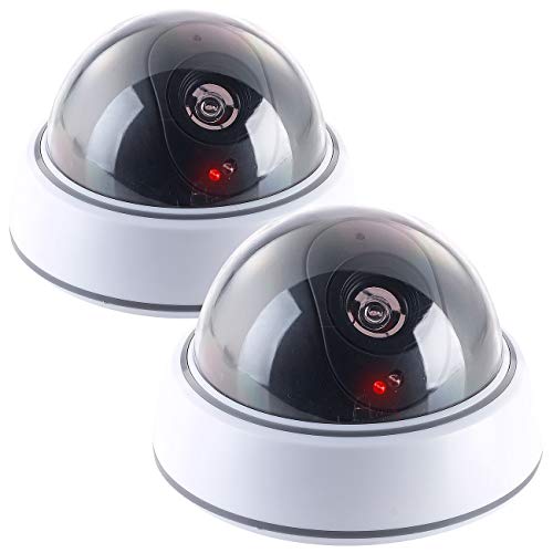 VisorTech Kamera Atrappe: 2er-Set Dome-Überwachungskamera-Attrappen, durchsichtige Kuppel & LED (Kamera Fake, Kamera Dummies, Überwachung Attrappe) von VisorTech