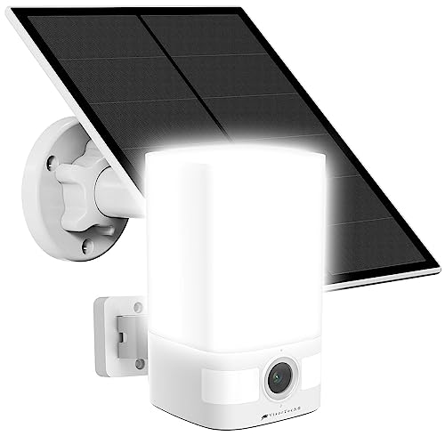 VisorTech Solar-Kameras WLAN: Solar-2K-Überwachungskamera, LED-Licht, Alarm, 14,4-Ah-Akku, WLAN, App (Akku-Solar-Überwachungskameras, Überwachungskameras Solar & Licht) von VisorTech