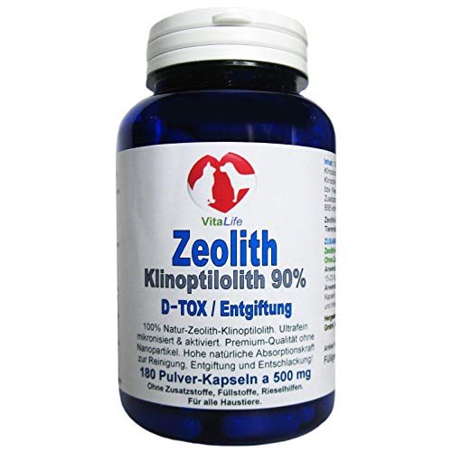 Zeolith Klinoptilolith 180 Pulver Kapseln a 500mg für Haustiere Premium-Qualität ohne Nanopartikel ultrafein mikronisiert & aktiviert. Natur Pur aus Deutschland - OHNE Zusatzstoffe. 26149 von VitaLife