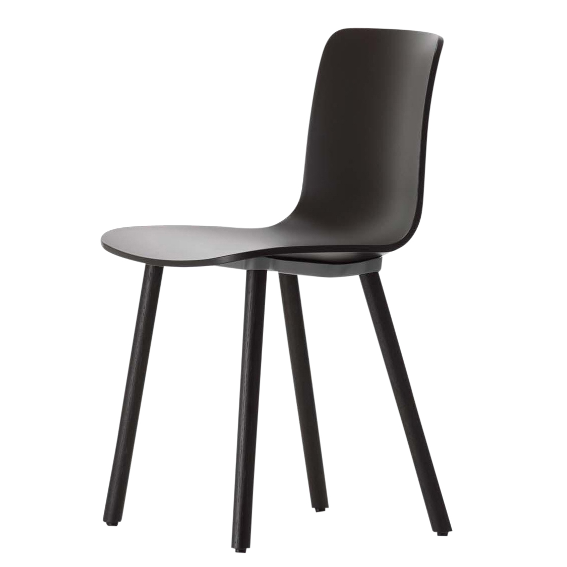 Vitra - Hal RE  Wood Stuhl - tiefschwarz/Sitzschale Polypropylen/Gestell Eiche dunkel gebeizt/BxHxT 47,5x79,5x51cm/ mit Filzgleitern von Vitra