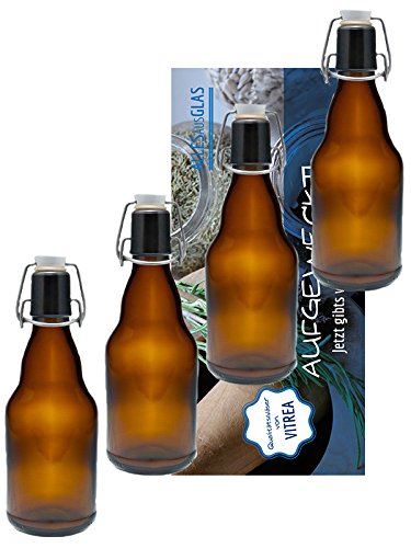 Vitrea 10er Set Bügelflaschen Bügelflasche Glasflaschen 330ml Braun mit Bügelverschluss zum Selbstbefüllen Bier Bierflaschen Bierflasche von Vitrea