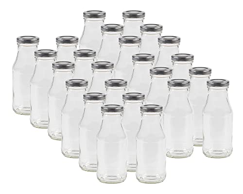 12 leere Glasflaschen Flaschen 150ml EPI mit Schraub-Deckel Silber zum selbst befüllen von Milchflaschen, Saftflaschen, Smoothie Flaschen TO43 0,15l von Vitrea