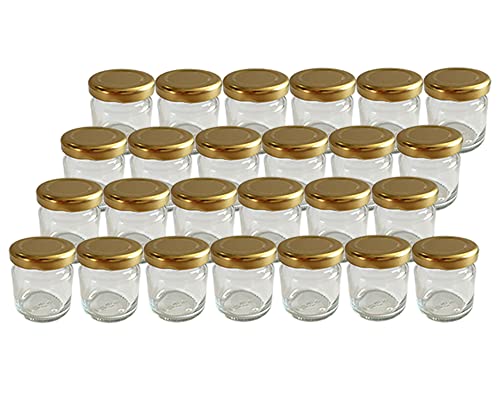 Vitrea 25 x Marmeladengläser kleine 50 ml Gläschen mit Schraub-Deckel Gold - Mini Einmachgläser - Honiggläser - Probiergläser für Gastgeschenke & Hochzeit Made in Germany von Vitrea