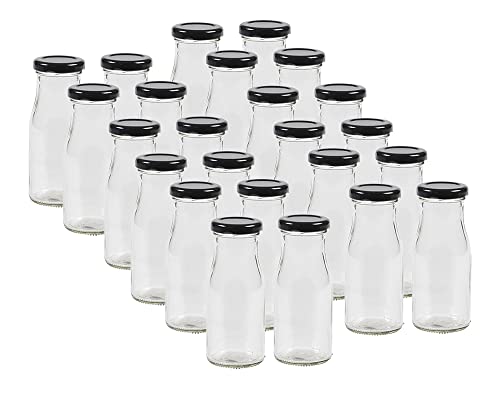 Vitrea 12 leere Glasflaschen Flaschen 263ml mit Schraub-Deckel Schwarz zum selbst befüllen von Milchflaschen, Saftflaschen, Smoothie Flaschen TO43 0,25l von Vitrea
