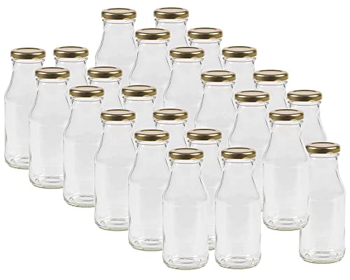 Vitrea 12 leere Glasflaschen Flaschen 263ml mit Schraub-Deckel Weiß zum selbst befüllen von Milchflaschen, Saftflaschen, Smoothie Flaschen TO43 0,25l von Vitrea