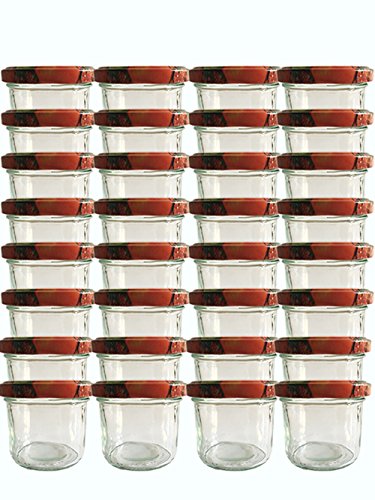 Vitrea 12 x Marmeladengläser kleine 125 ml Gläschen mit Schraub-Deckel Rot - Einmachgläser - Sturzgläser Honiggläser - Probiergläser für Gastgeschenke & Hochzeit Made in Germany (12) von Vitrea