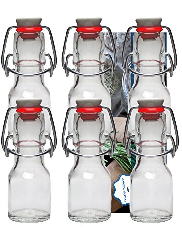 Vitrea 24er Set Bügelflaschen Bügelflasche Glasflaschen Mini 50ml mit Bügelverschluss Bügelflasche Bügelflaschen zum Selbstbefüllen von Vitrea