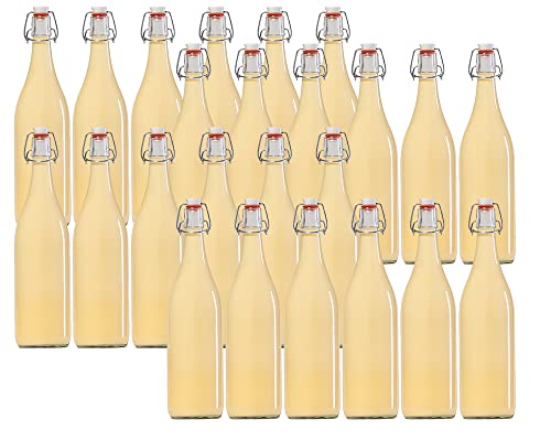 Vitrea 24er Set Bügelflaschen Bügelflasche Glasflaschen mit Bügelverschluss 1L 1000 ml Typ A zum Selbstbefüllen von Vitrea