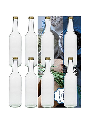 Vitrea 4 Leere Glasflaschen 350ml Geradh Etiketten mit Schraubverschluss Gold zum Selbstbefüllen von Vitrea