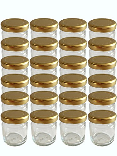 Vitrea hocz 90er Set Rundgläser 53 ml Senf, Honig, Probiergläser, Deckelfarbe Gold von Vitrea