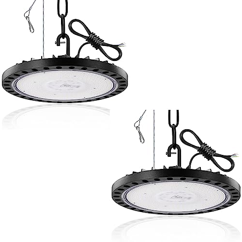 2 Pack LED Werkstatt Deckenleuchte Werkstattleuchte UFO LED 300W LED Hallenleuchte Strahler Kronleuchter Hallenstrahler Hallenbeleuchtung Werkstattbeleuchtung Kaltweiß 6500K Abstrahlwinkel 120° von Viugreum