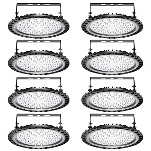 Led Hallenstrahler, 200W UFO LED, 6000K-6500K Kaltweiß 120°Abstrahlwinkel Industrielampe, IP65 Wasserdichte - SMD2835 216 Leds (200W, 8 Pack) von Viugreum