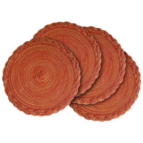 Runde Tischsets 4er-Set AbWaschbar Baumwolle Hitzebeständig Gewebte Platzsets für Küche Tisch und PartydeKoration 30 cm (Orange) von Viusneun