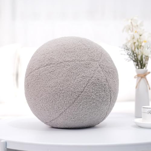 Viusneun 30cm 3D Runde Kissen Plüsch Ball Dekokissen,Kugelförmige Wurfkissen,Rundes Ballkissen,Plüsch Zierkissen,modernes kugelförmiges Wurfkissen für Sofa (Grau) von Viusneun