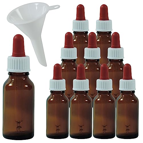 Viva Haushaltswaren - 10 x Pipettenflasche 20 ml aus Braunglas, kleine Glasgefäße als Apothekerflaschen zum Befüllen verwendbar - Made in Germany & BPA frei (inkl. Trichter Ø 5 cm) von Viva Haushaltswaren