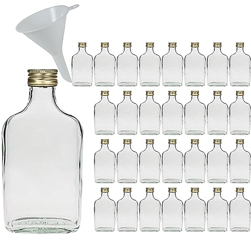 Viva Haushaltswaren - 30 x kleine Glasflasche 200 ml mit Schraubverschluss, als Flachmann, Schnapsflasche & Likörflasche geeignet (inkl. Trichter Ø 7 cm) von Viva Haushaltswaren