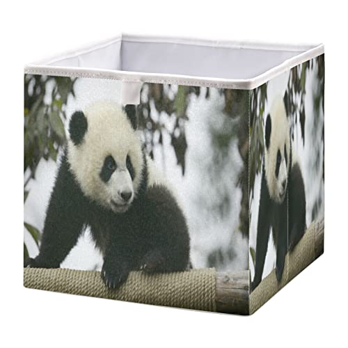 Vnurnrn Süßes Baby-Panda-Tier Kleidung Spielzeug Box Faltbare offene Aufbewahrungsboxen Organizer großer Kapazität mit Deckel für zu Hause von Vnurnrn