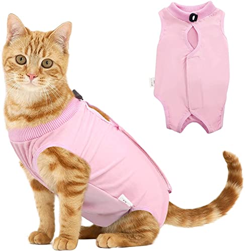 Voarge Recovery Suit Katze, Katzenbody Nach Op Anti-leckende, Verhindern Lecken Nach der Operation Tragen Weaning und Warmhalte Recovery Tuch Anzug für Katzen Hunde (M, Rosa) von Voarge