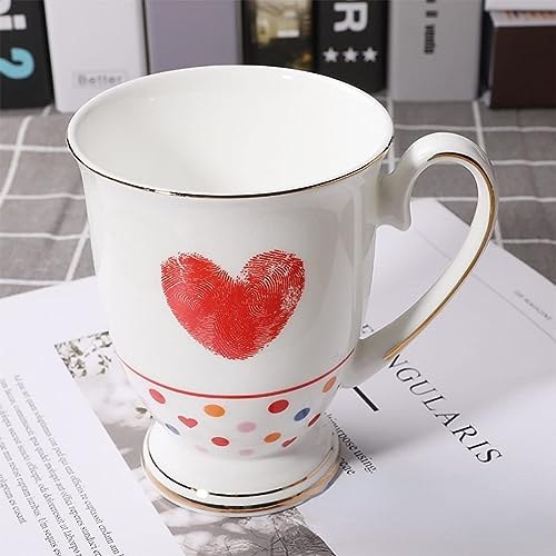 VollfitYYu Kaffeetasse Kaffeebecher aus Porzellan,300ml Keramiktasse Blumenmotiv Teetasse mit Griff Milchbecher Kakaobecher Muslitasse Für Zuhause Büro Café (Herz) von VollfitYYu