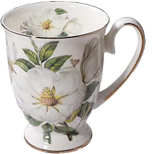 VollfitYYu Kaffeetasse Kaffeebecher aus Porzellan,300ml Keramiktasse Blumenmotiv Teetasse mit Griff Milchbecher Kakaobecher Muslitasse Für Zuhause Büro Café (Holzwolle-Blumen) von VollfitYYu