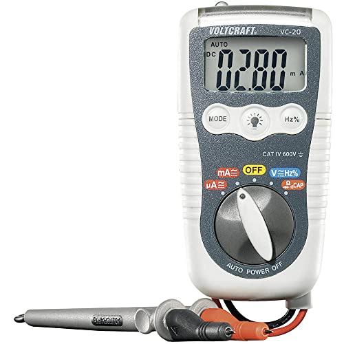 VOLTCRAFT VC-20 Hand-Multimeter kalibriert (ISO) digital Spritzwassergeschützt (IP54) CAT IV 600 V Anzeige (Counts): 40 von Voltcraft