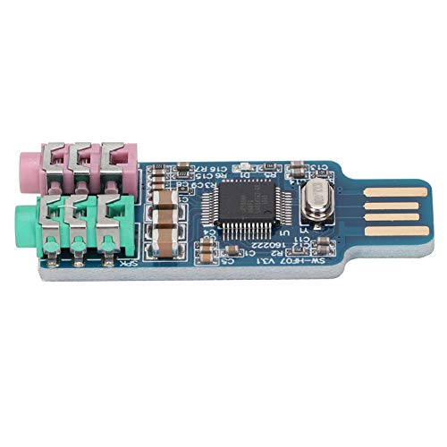 USB-Audiokarte, tragbare Soundkarte, langlebiger 3,5-mm-Mikrofonstecker 3,5-mm-grüner Kopfhörerstecker Praktisch stabil Cm108-Ausgangssignal für Win3003 Winxp von Voluxe